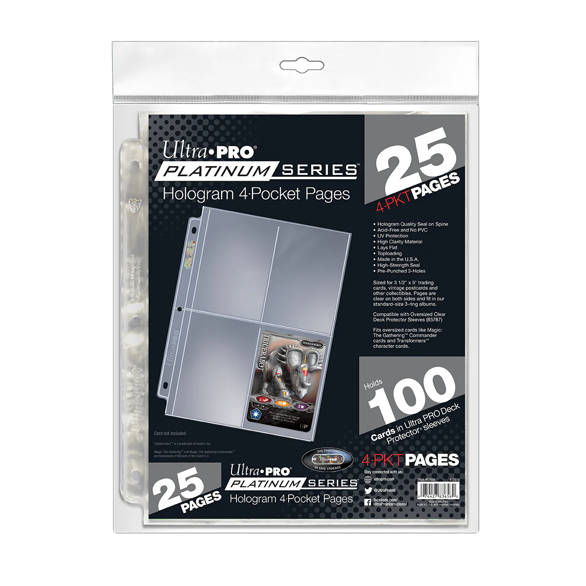 Ultra Pro - Ultra PRO Platinum Series 4-Pocket Pages (25 count retail pack)