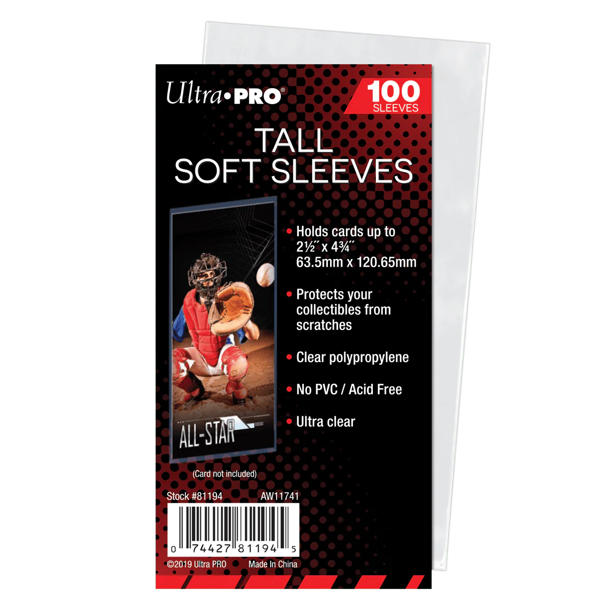 Ultra Pro - 2-1/2"x4-3/4" Tall Card Soft Sleeves (100ct)